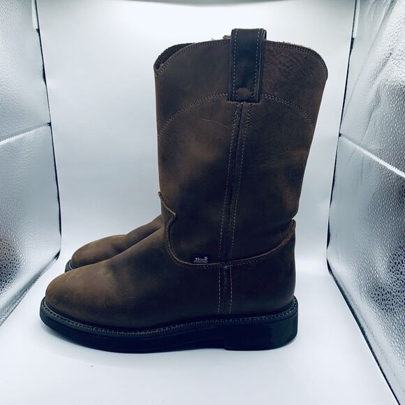 Justin 4740 Mens Brown Round Toe Leather Mid Calf Work Boots Size 8 B main image 7
